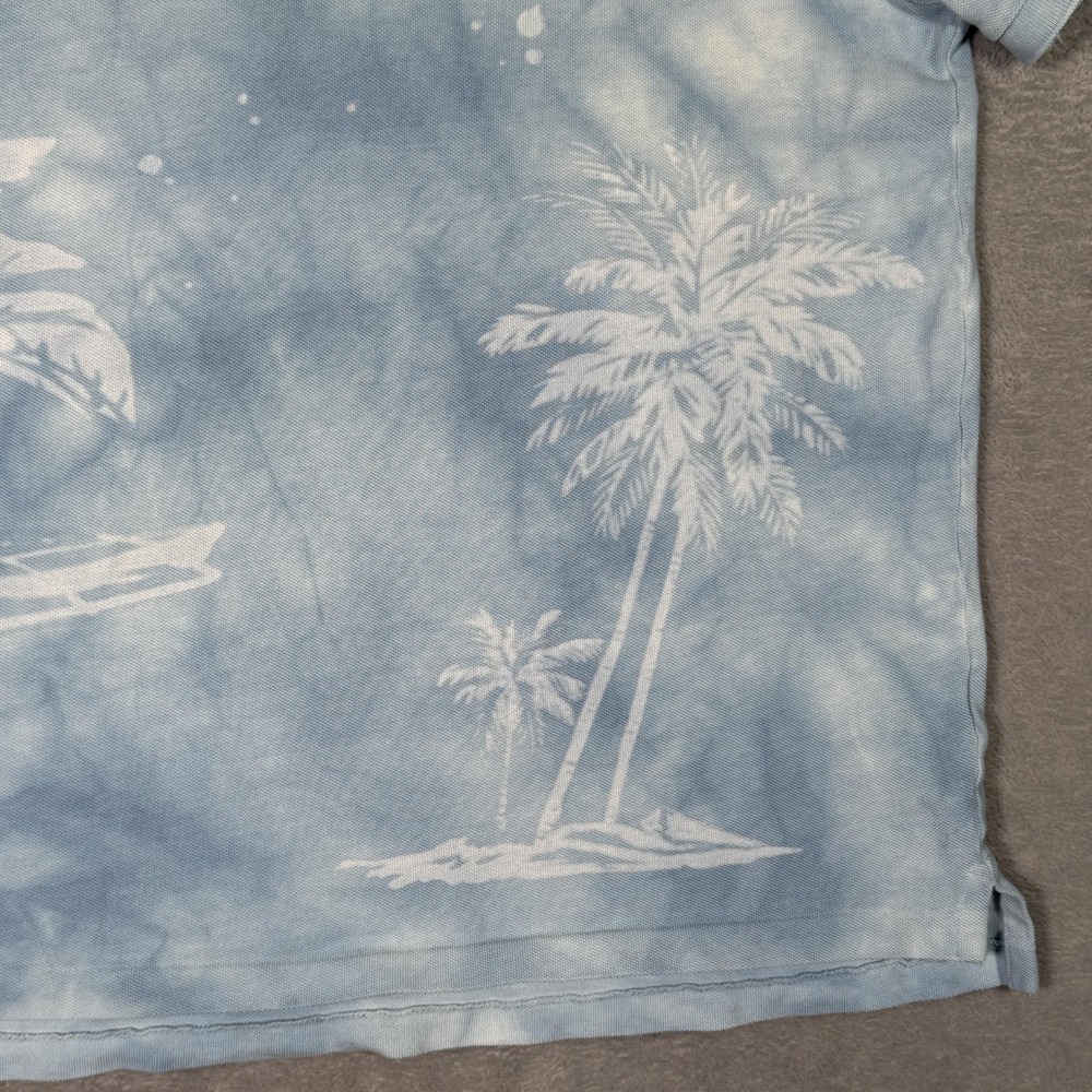 Polo Ralph Lauren Polo Shirt Mens M Blue Palm Tree Tie Dye Custom Slim‎ Hawaiian - Picture 3 of 11